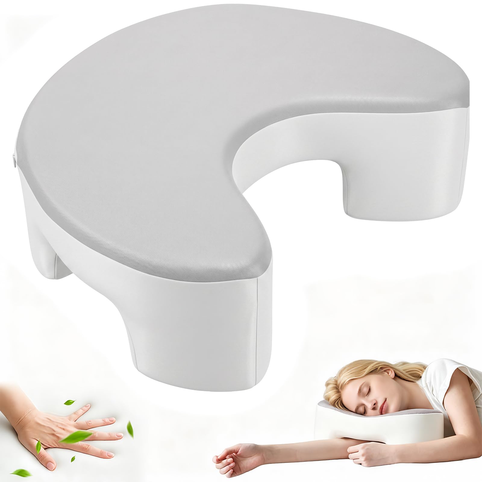 Poduszka do spania na boku z otworem na ramię – ergonomiczna poduszka podpierająca kark z pianki memory, poduszka chłodząca z pokryciem z lodowego jedwabiu dla odciążenia ramion i karku