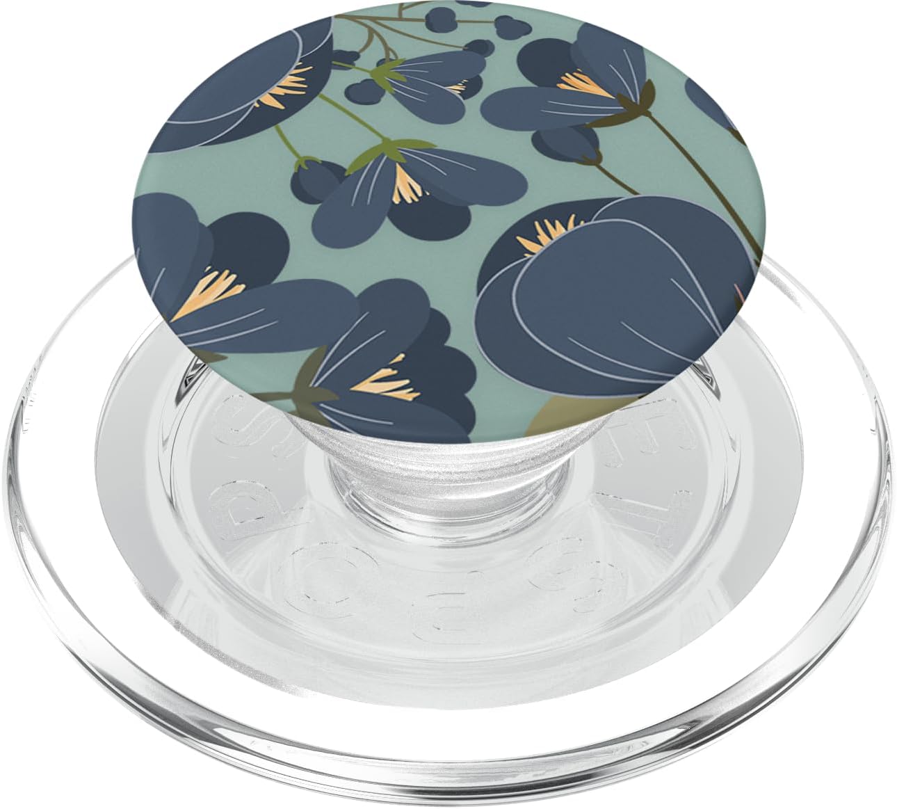Cute Navy Blue Floral Botanical Pattern PopSockets PopGrip: Swappable Grip for Phones & Tablets PopSockets MagSafe PopGrip for iPhone
