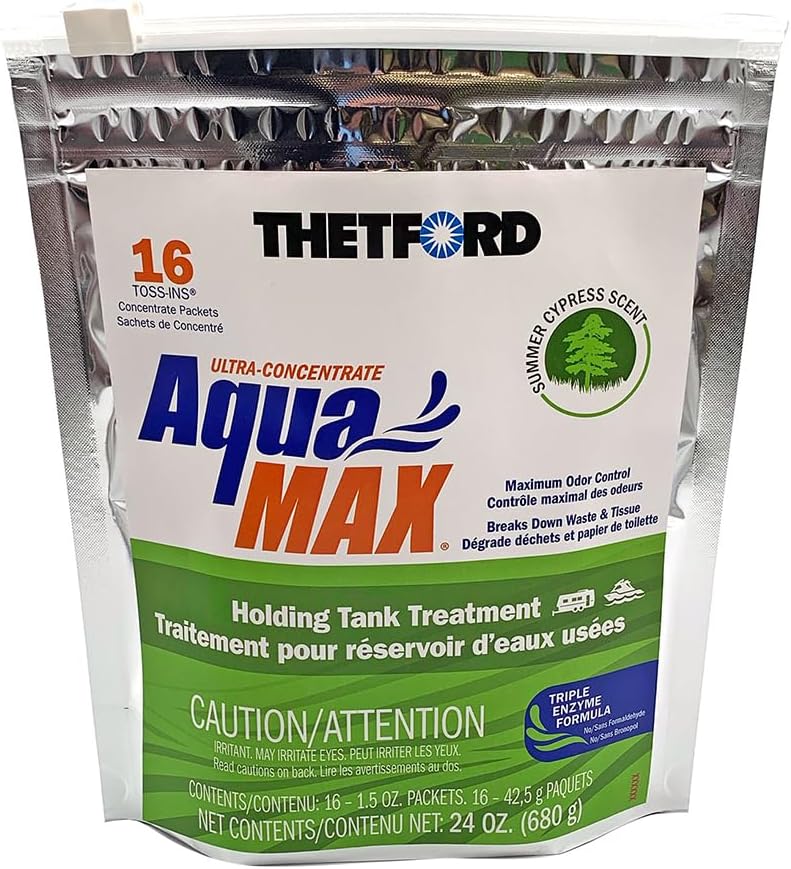 96670 AquaMAX Summer Cypress Scent RV Holding Tank Treatment, Formaldehyde Free, Waste Digester, Septic Tank Safe, 16 Ct