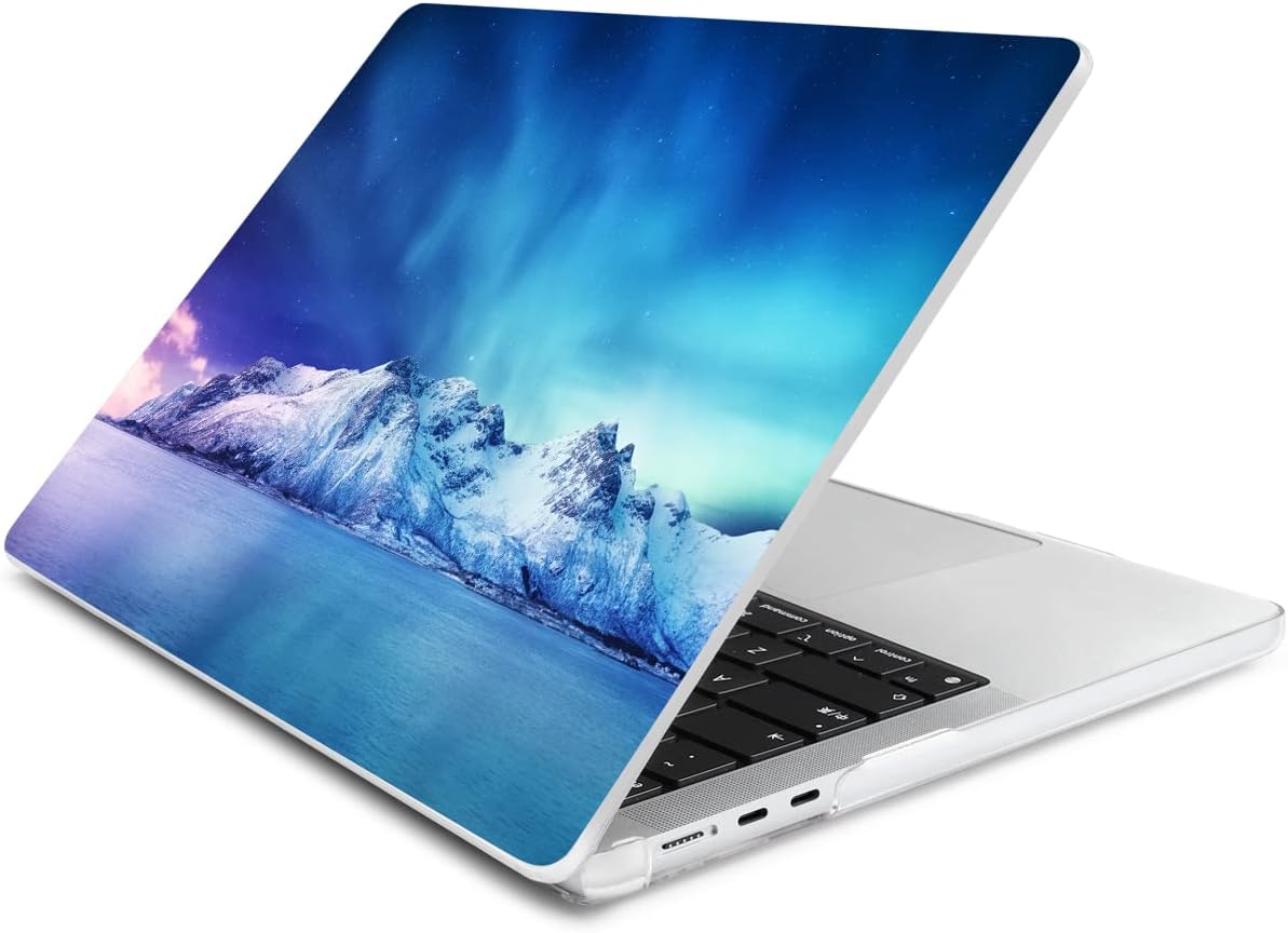 Batianda for M2 MacBook Air 13 inch Case 2022 Model A2681, Landscape Series Protective Hardshell Keyboard Cover & Screen Protector for New MacBook Air 13.6 inch with USB-C OTG Adapter, Aurora