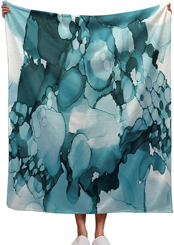 WHYATT Manta estampada azul profundo acuarela abstracta mantas personalizadas sofá, dormitorio, 70 pulgadas x 70 pulgadas