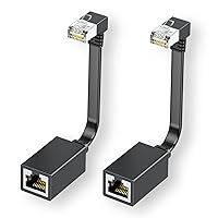 Vista 1 de Paquete de 2 cables de extensión Ethernet Cat7 de ángulo recto planos de 5.9 in/6 pulgadas, ángulo recto hacia abajo 90 grados LAN cable de conexión