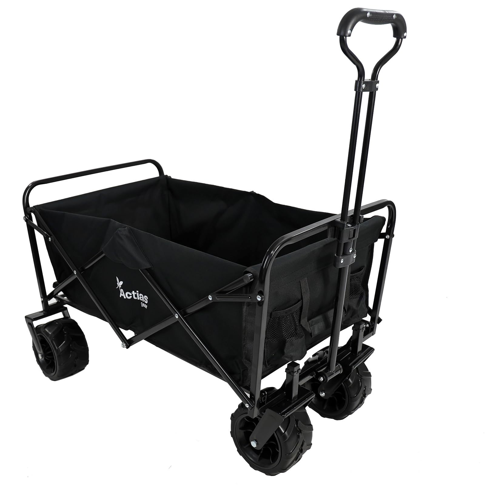 Actiasgear Black Heavy Duty - Folding Festival & Beach Cart | Heavy Duty Utility Trolley | 80Kg Load Capacity | Collapsible Outdoor Pull Cart
