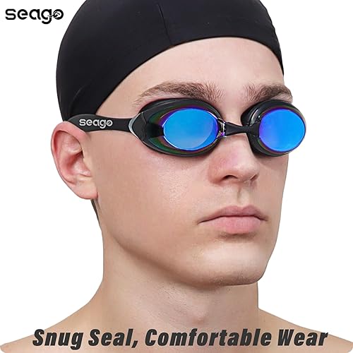 Miniatura 2 de Seago 2 Pack Swimming Goggles Anti-fog Anti-UV Mirrored Swim Goggles Adult Women Men