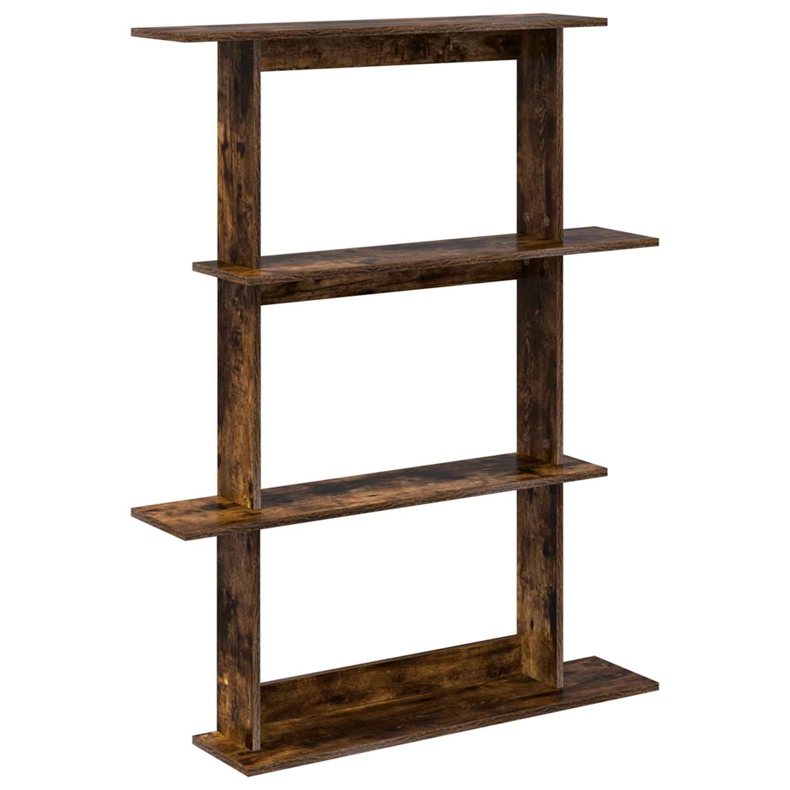 Meuble mural marron en bois 100cm avec grande étagère de rangement suspendue design pour salon