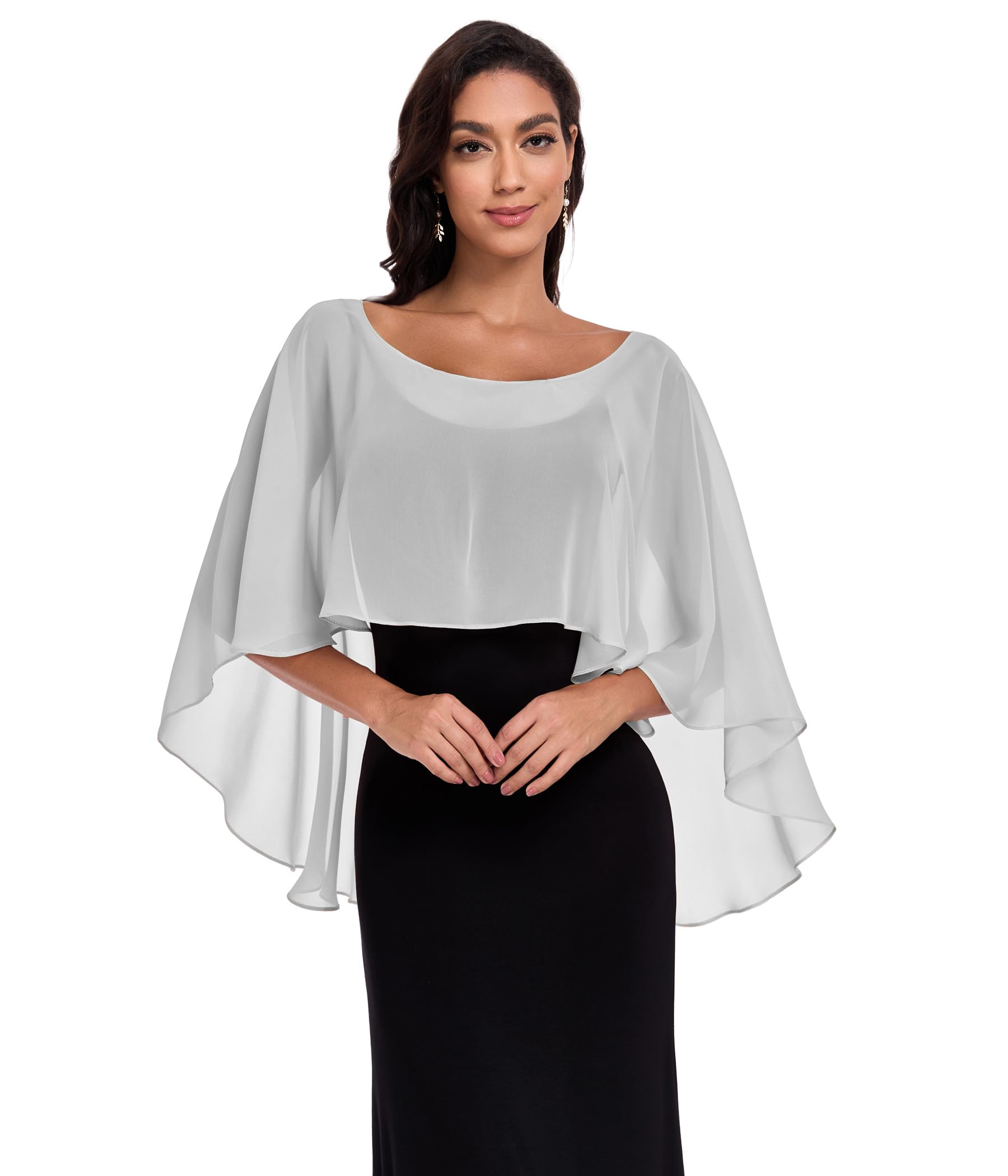 Sheer Shawls and Wraps for Evening Dresses Chiffon Capes for Women Soft Wedding Cover Up