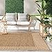 Nuloom Asha Light Brown/Ivory, 4' x 6', Casual, Striped Border, Soft and Cozy, High Traffic, Stain Resistant, Easy Clean, Durable Area Rug for Indoor/Outdoor Patio, Deck, Porch, Garden, Courtyard