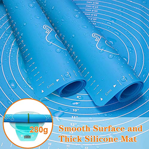 Image of SYGA Silicone Baking Mat for Pastry Rolling Dough with Measurements - 19.7 inch x 15.7 inch BPA Free Non Stick and Non Slip Blue Table Sheet Baking Supplies for Bake Pizza Cake Blue