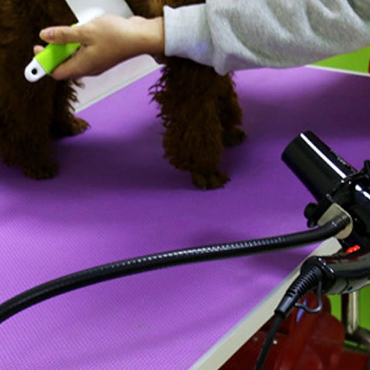 Soporte para Secador de Pelo de Encimera Negro de Acero Inoxidable Diseño Resistente y Ahorro de Espacio para Escritorio en Aseo de Mascotas