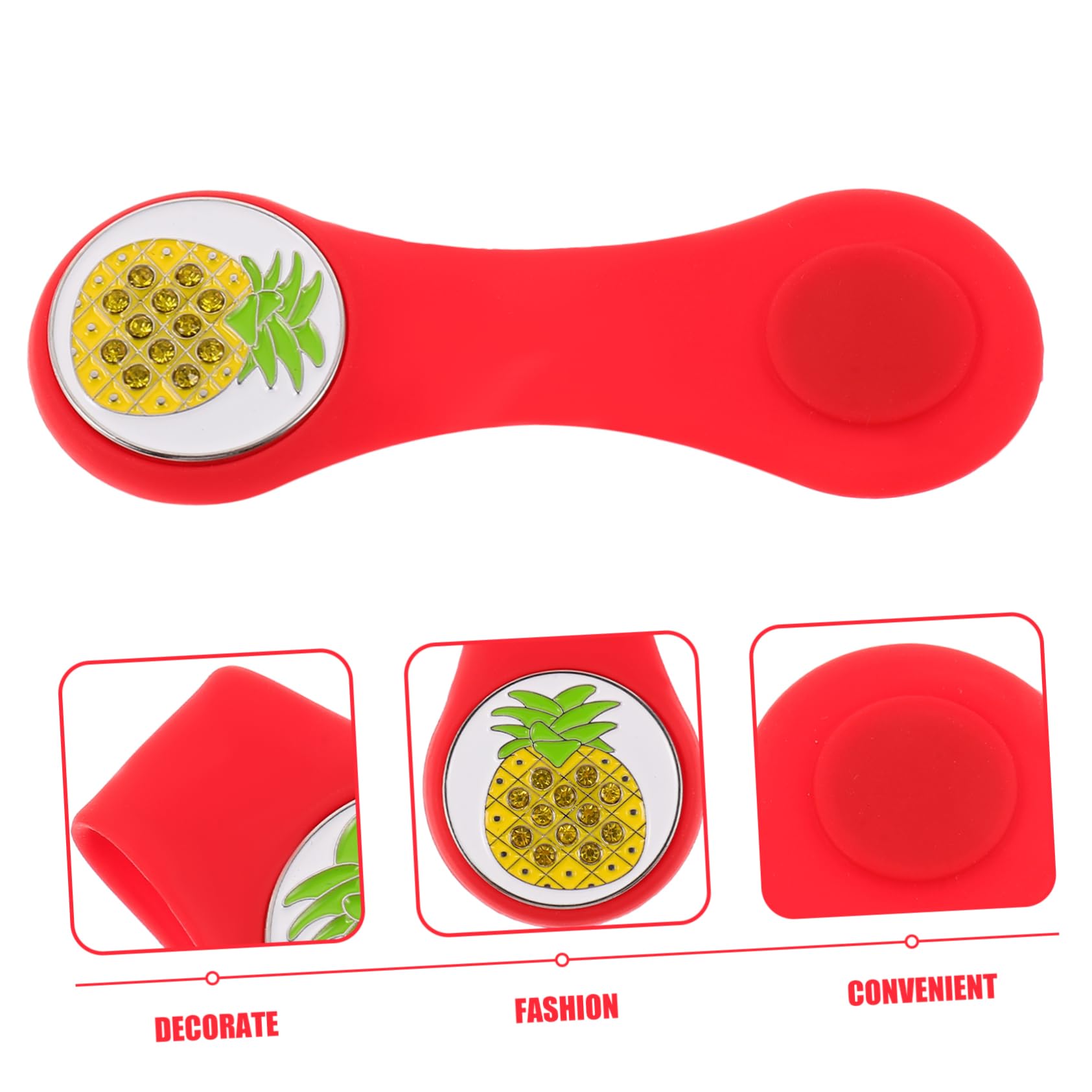 Abaodam Golf Hut Clip Silikon mit Buntem Design Abnehmbarer Ballmarker für Golfer für Golfmützen und Hüte Langlebig und Kreative Tiermotive Ananas