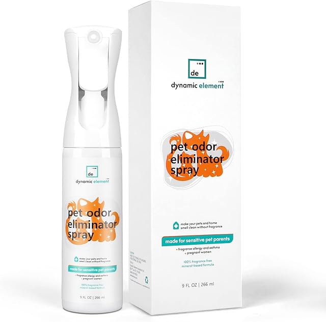 Dynamic Element Pet Odour Eliminator Spray for Strong Odour - Carpet Smell Freshener with Mineral Formula - Unscented Odour Remover for Dog Pee and Cat Urine Smells on Carpet - 9 Fl Oz (266 ml)