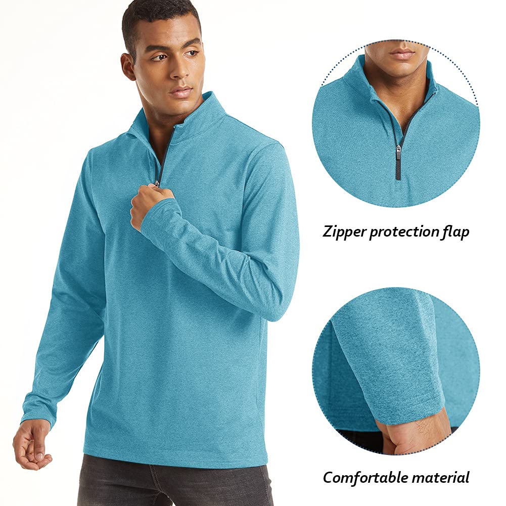 TACVASEN Camiseta de manga larga para hombre, con media cremallera, forro polar, capa base térmica