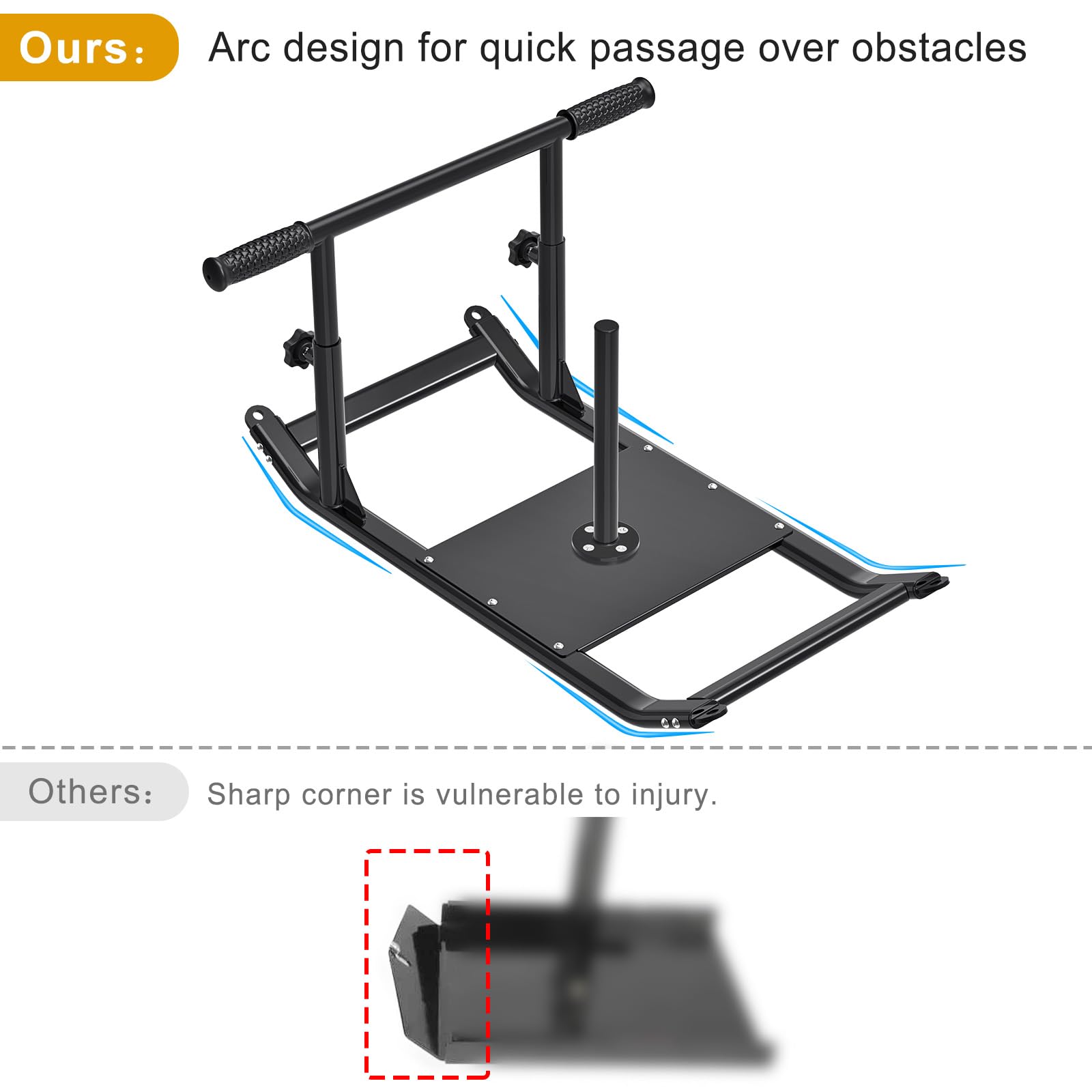 Kipika Weight Sled for Training, Push-Pull Football Sled, Adjustable Height Handle, Heavy Duty Steel Frame, for 1'' & 2'' Weight Plate