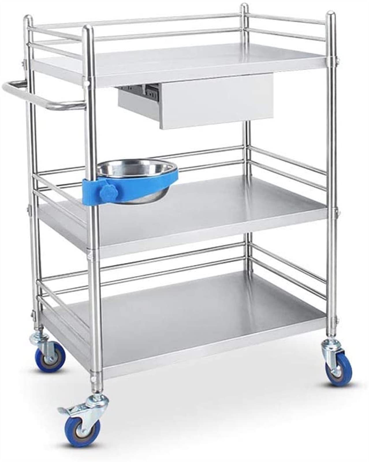 Wózek narzędziowy ze stali nierdzewnej nizer do stacji salonowej, wózek do leczenia medycznego, do przechowywania ze stołem instrumentów, pojazd chirurgiczny, 80 x 48 x 86 cm