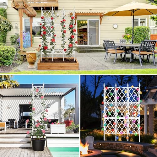 5.25FT Garden Trellis Support Fence,Metal Wall Lattice Climbing Frame for Climbing Plants Outdoor, White Iron Pipe Fence for Potted Plants Indoor for Ivy Vines Vegetable Flower, Patio, Lawn, Yard by Nisoger - Image 4