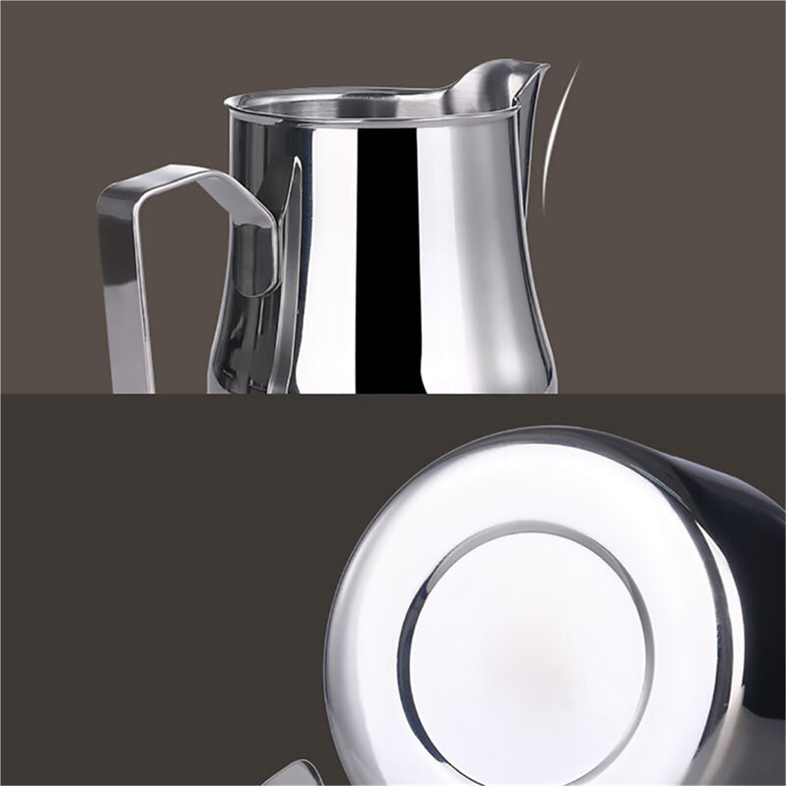 2 Stück Edelstahl-Milchaufschäumkrug Milchkrug Krug Kaffee Barista Craft Cappuccino-Düse Sahnebecher(350ml)