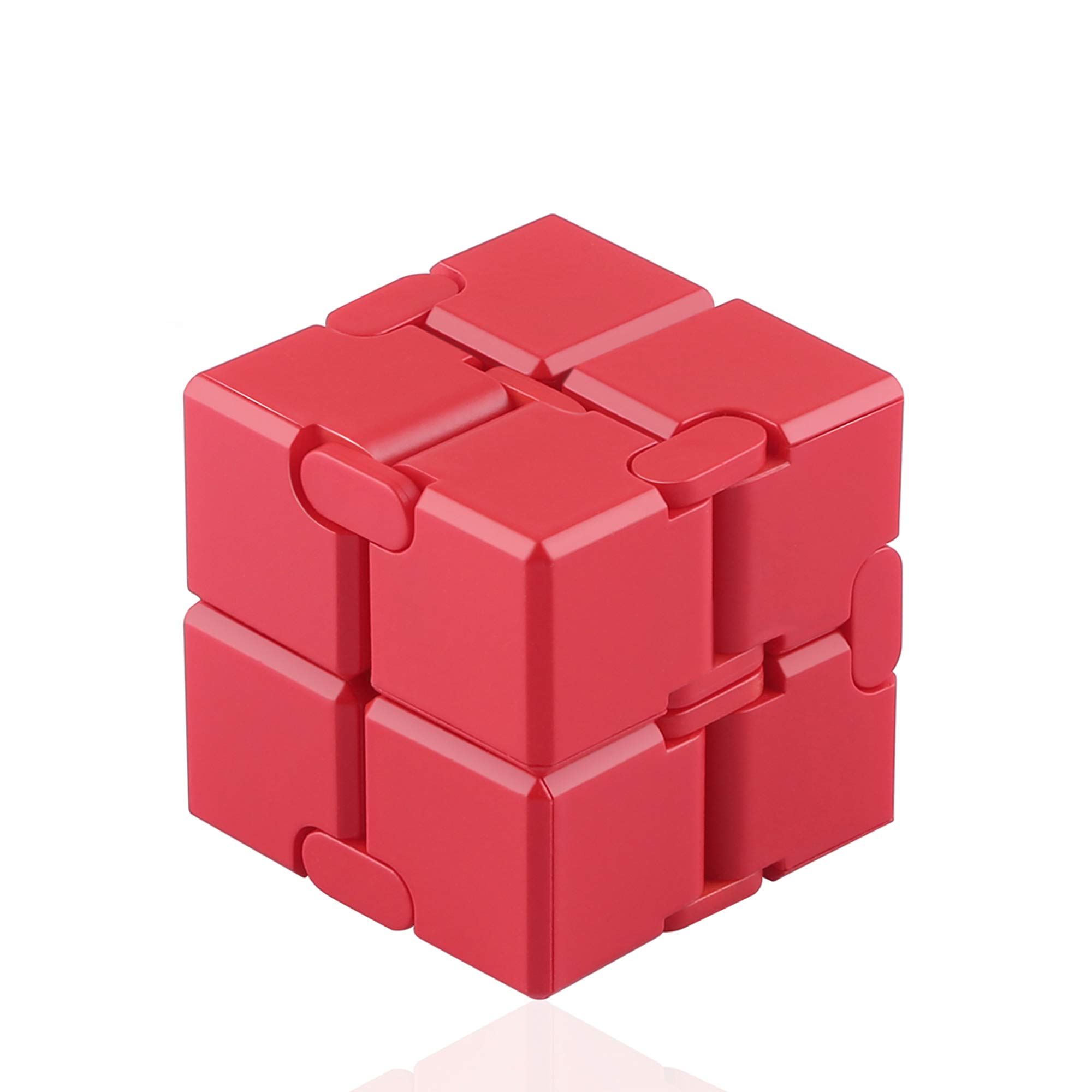 Funxim Infinity Cube Fidget Toy, EDC Fidgeting Game for Kids and Adults, New Version Cool Mini Fidget Finger Toy Best for Stress and Anxiety Relief and Kill Time, Scrub (Red)