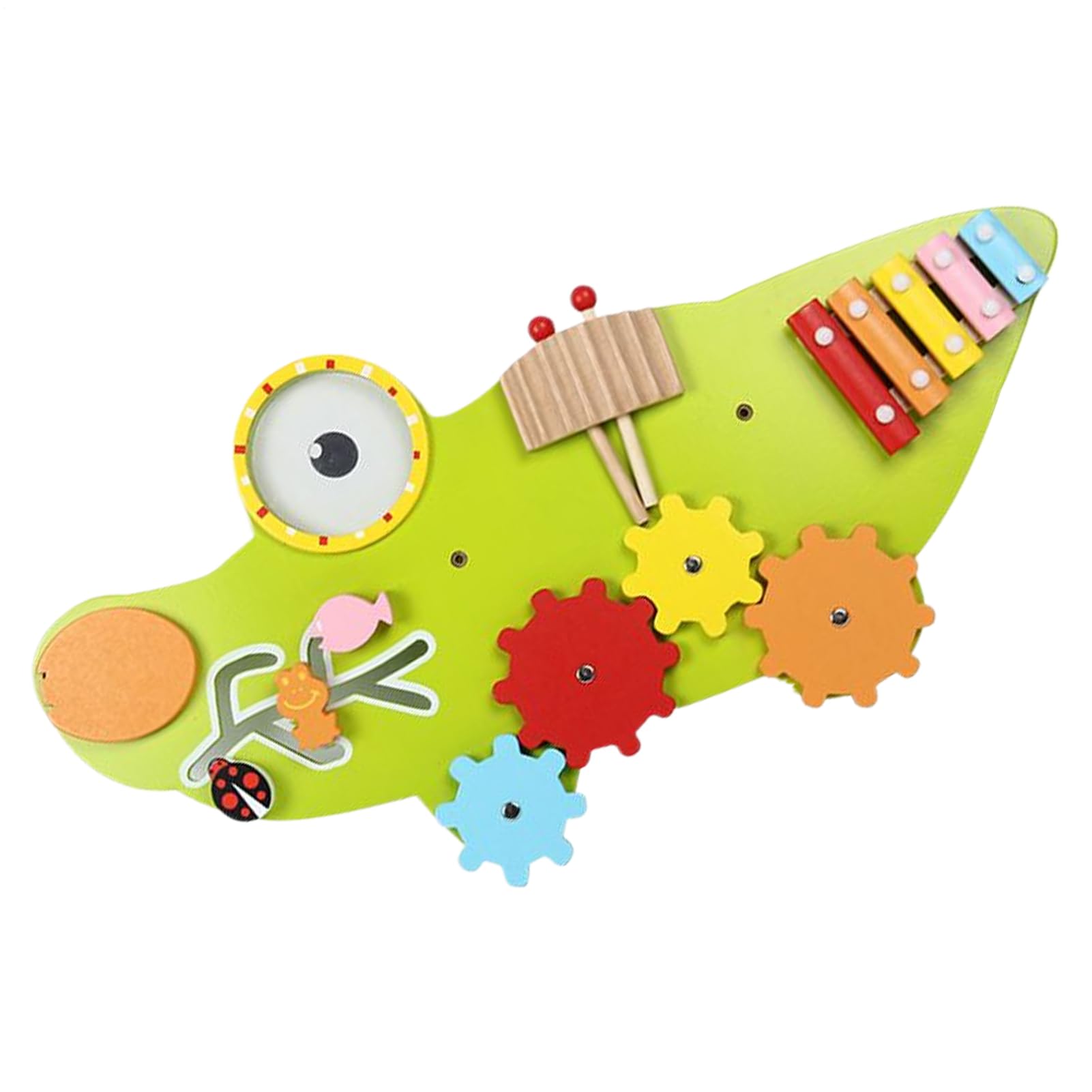 Wall Activity Board - Early Learning Toy | Wooden Dolphin and Crocodile Style Activity Center for Kids Girls Boys, Interactive Educational Wall Panel for Fun and Skill Development