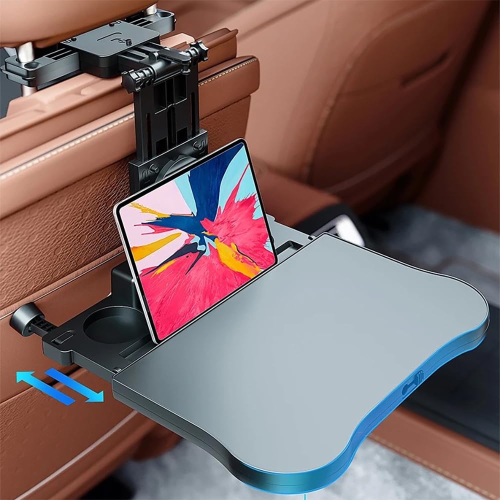 NEWFUN Auto Tisch für Rücksitz Beifahrer, autotisch für Kind Rücksitz, Schreibtisch mit Getränkehalter und Handyhalter, Laptop Schreibtisch für Autofahrten, Zum Arbeiten, Schreiben, Essen, Reisen