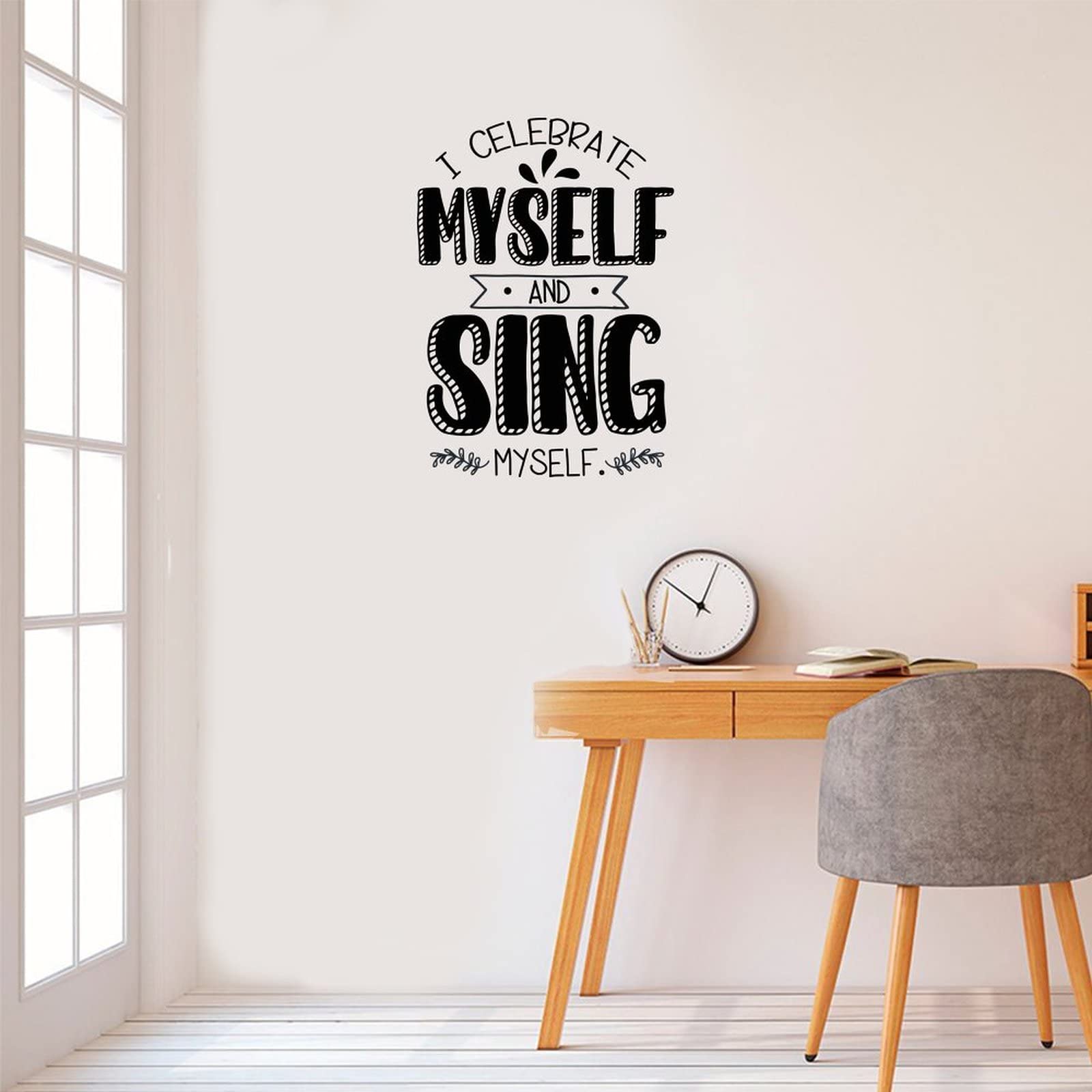 Autocollant Mural Citation 'I Caught Myself Smiling' - Lettrage Vinyle, Design L54, Neuf