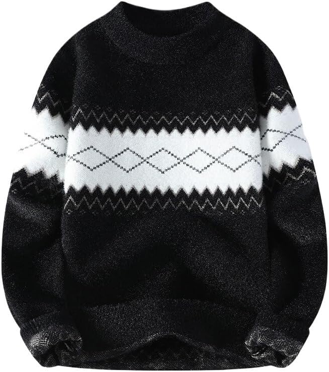 Men's Winter Casual Semi High Neck Sweater Men Base Knitted Sweaters