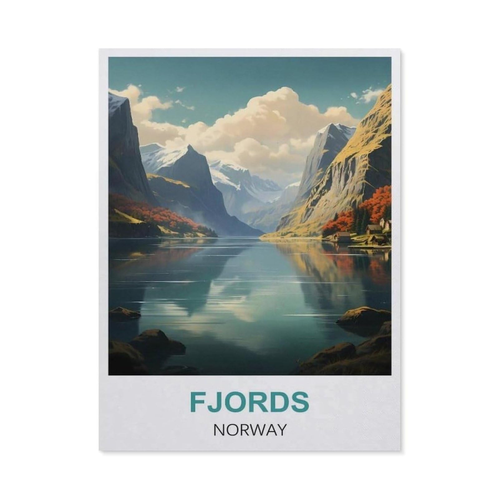GSBRSNTS Paint by Numbers，Fjords Norway，Landscape Kit for Adults Beginner DIY Oil Painting(30x40cm-Q82