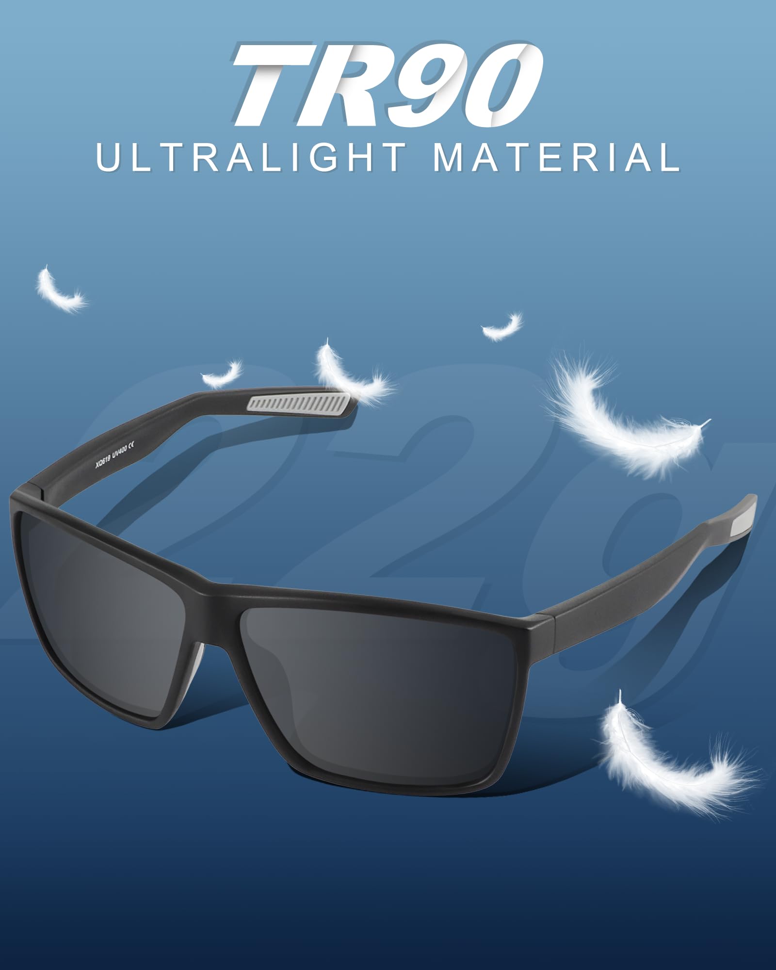 OULAIQI Occhiali da sole sportivi polarizzati per uomo e donna, UV400 TR90, montatura ultra leggera, per guida, pesca, golf