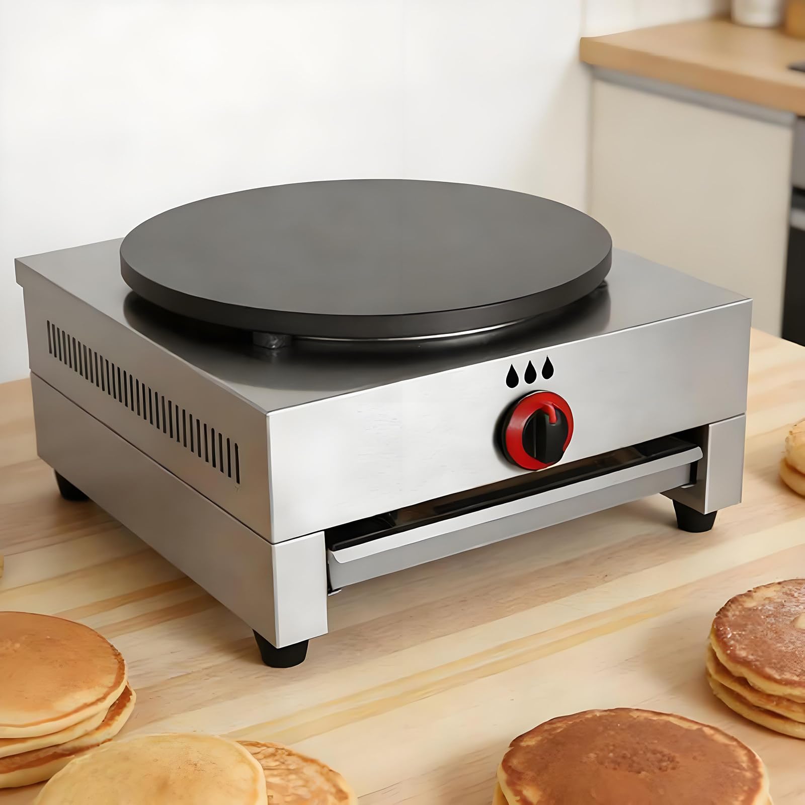 Crêpière à gaz 40 cm de comptoir avec plaque antiadhésive pour la cuisson