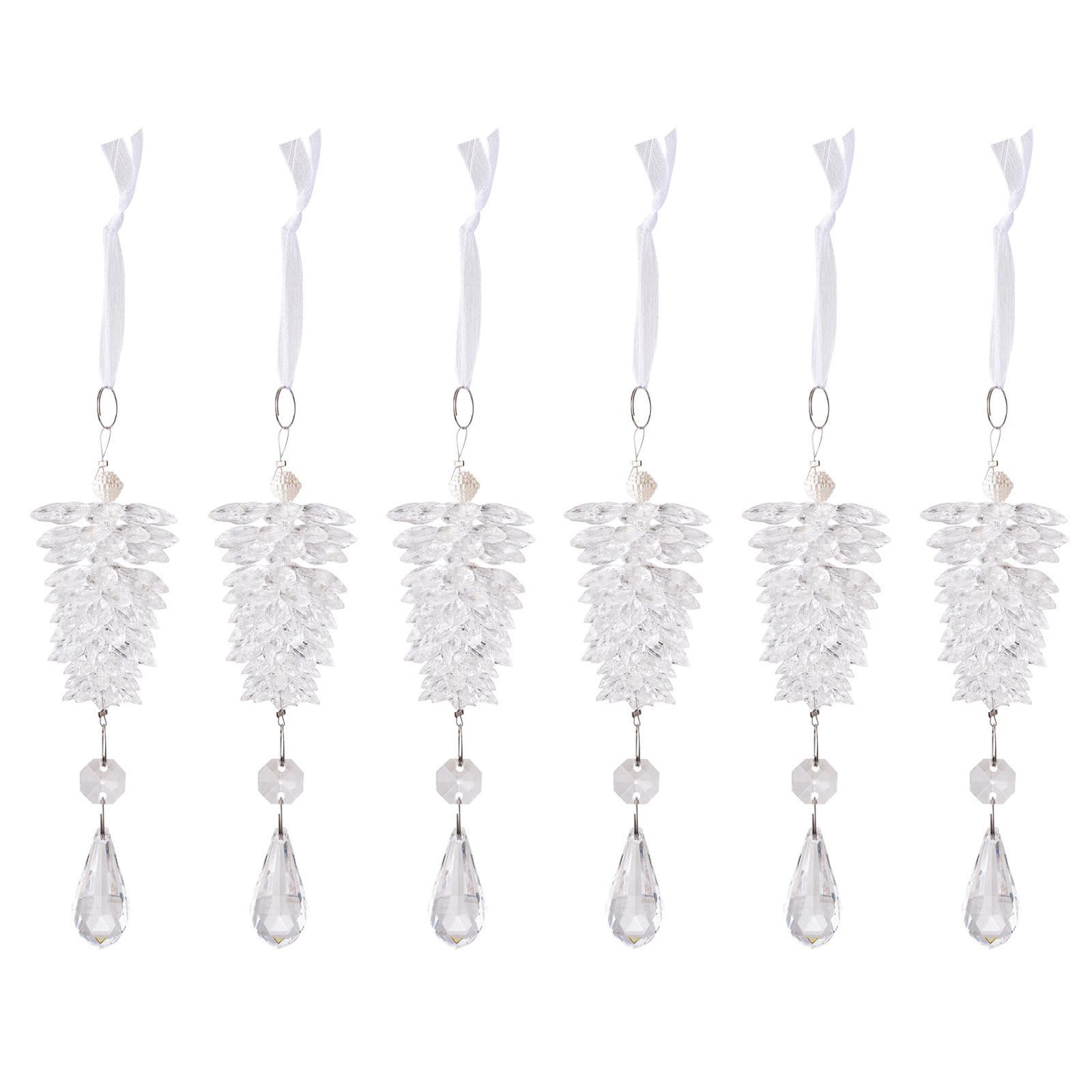 KAQNTUD Pack of 6 Pine Cones Hanging Ornaments, Festive Christmas Tree Decoration for Home, Party and Seasonal Celebrations, Pine Cones Pendant, Hanging Ornament, Christmas Tree Decoration for Party