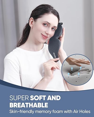 Miniatura 30 de MZOO Máscara de sueño de lujo para dormir de espalda, dormir de lado, bloqueo completo de luz, antifaz para dormir, venda nocturna, presión cero 3D