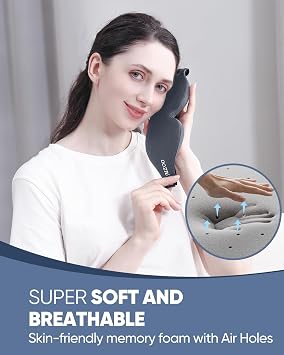 MZOO Luxury Sleep Eye Mask for Side Sleeper Men Women, Zero Eye Pressure 3D Sleeping Mask, Light Blocking Patented Design Night Blindfold, Soft Eye Shade Cover for Travel, Grey