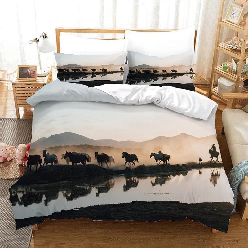 Housse de couette 220x240 gris cheval avec ses 2 taies d'oreiller en microfibre