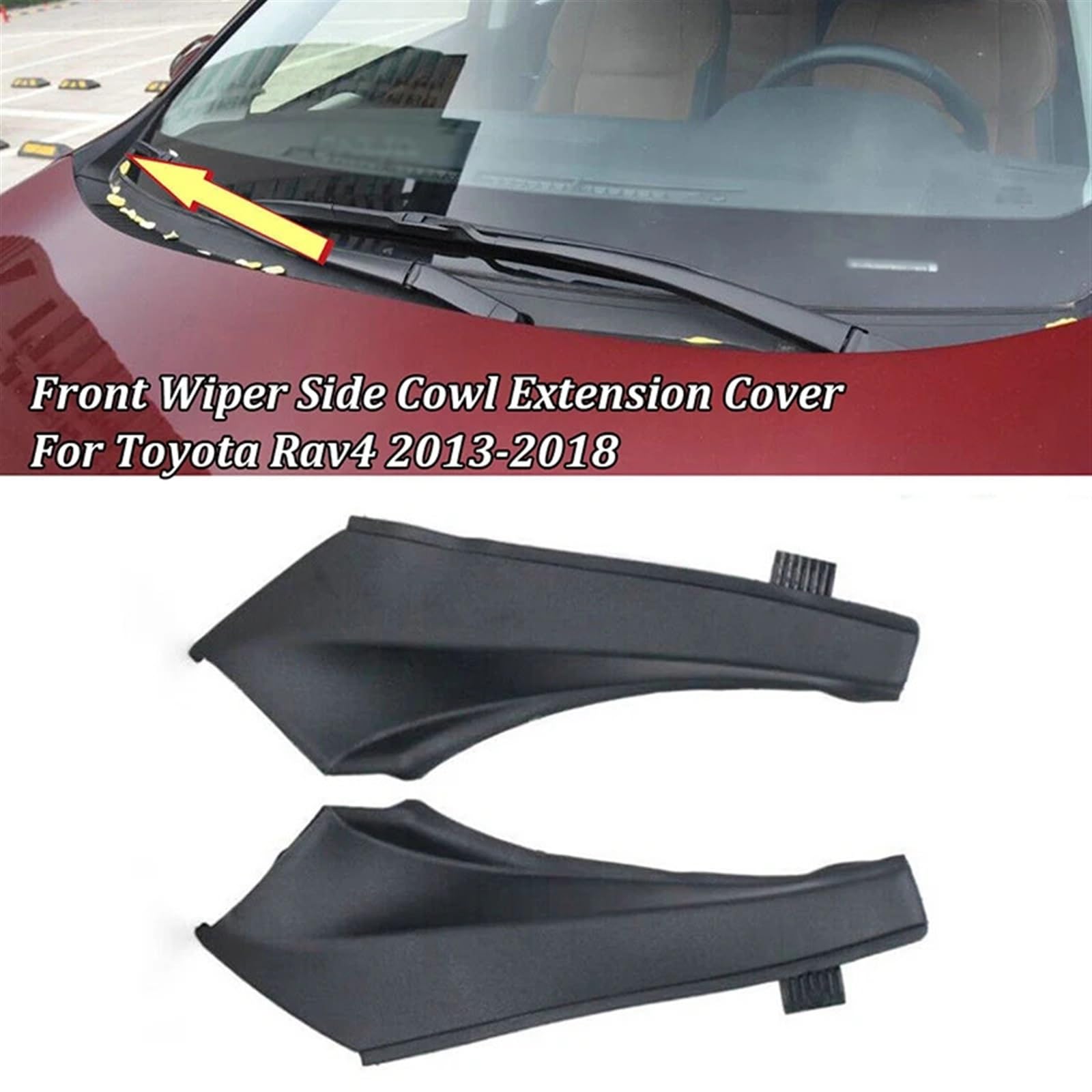 Coppia Coperture Parabrezza Anteriore Parafango Per Toyota RAV4 (2013-2018), PE Nero, Sostituzione OEM 53866-0R030, Lato Sinistro E Destro