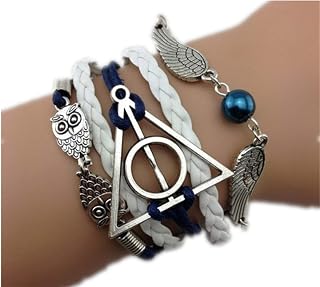 D-Fokes Men or Women's Charm Bracelet, Magic Bracelet Deathly Hallows Owl Death Snitch, Beautiful and Special Present Gift