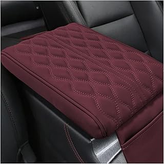 Car Center Console Cover, Leather Memory Foam Armrest Cushion Protection Pad, Waterproof Hand Rest Pillow with Height Increase, Universal Accessory for Most Car (Wine Red)
