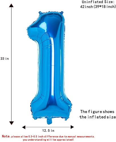 Miniatura 2 de Globos azules del número 1, globos de Mylar de 40 pulgadas para celebraciones de fiestas y decoraciones de vacaciones