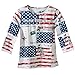 Collections Etc Women's All American Patriotic Flag Scoop Neck Sequin 3/4" Sleeve Top, Red Multi, Medium