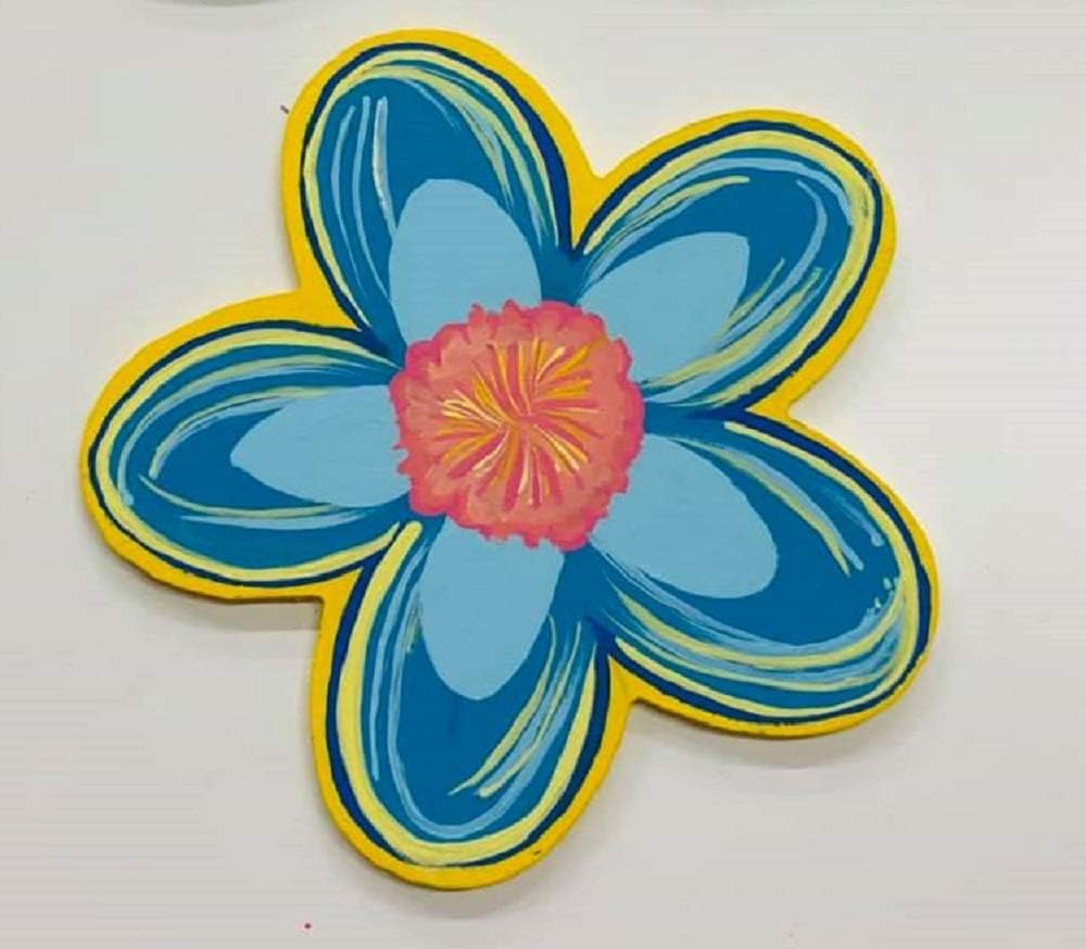 Flower Unfinished MDF Craft Cutouts, 1/4 Inch Laser Cut Basic Shapes for DIY Door Decor and Wall Art, Made in USA