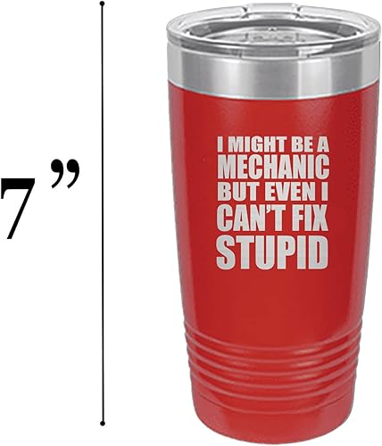 Miniatura 9 de Rogue River Tactical Funny Mechanic Fix Stupid - Vaso de viaje grande de 20 onzas con tapa aislada al vacío caliente o frío sarcástico papá padre