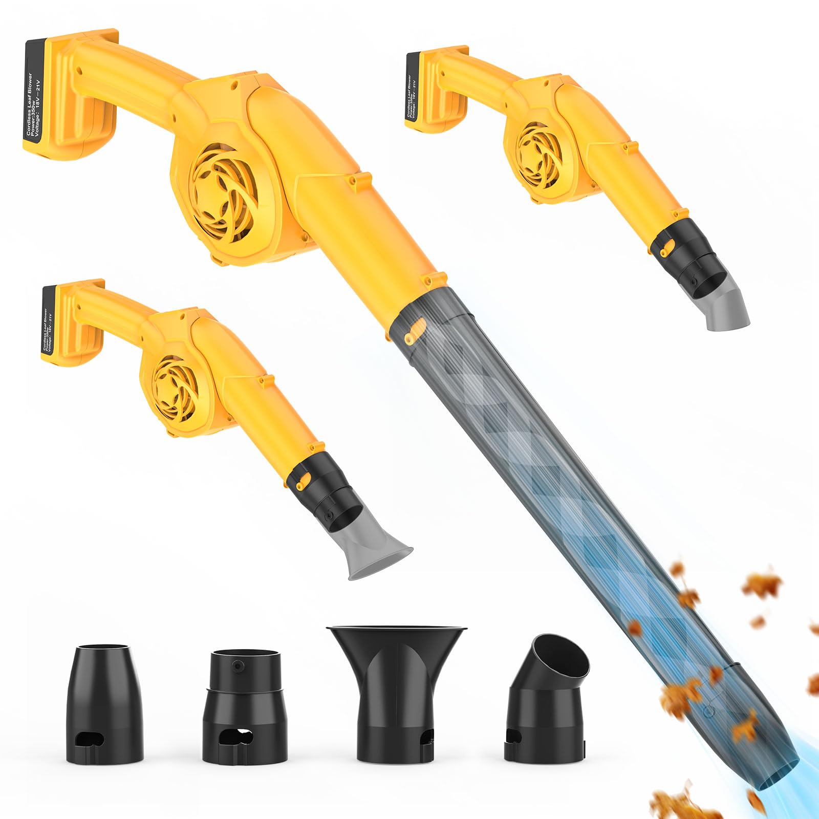 Souffleur de feuilles sans fil pour DeWalt 20V avec souffleur électrique 4 buses