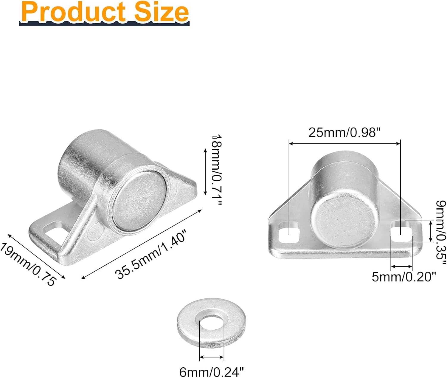 uxcell 4 Set Magnetic Cabinet Door Catch Zinc Alloy Magnet Cabinet Latch Closure Hardware for Kitchen Cupboard Closet Furniture Doors, Silver