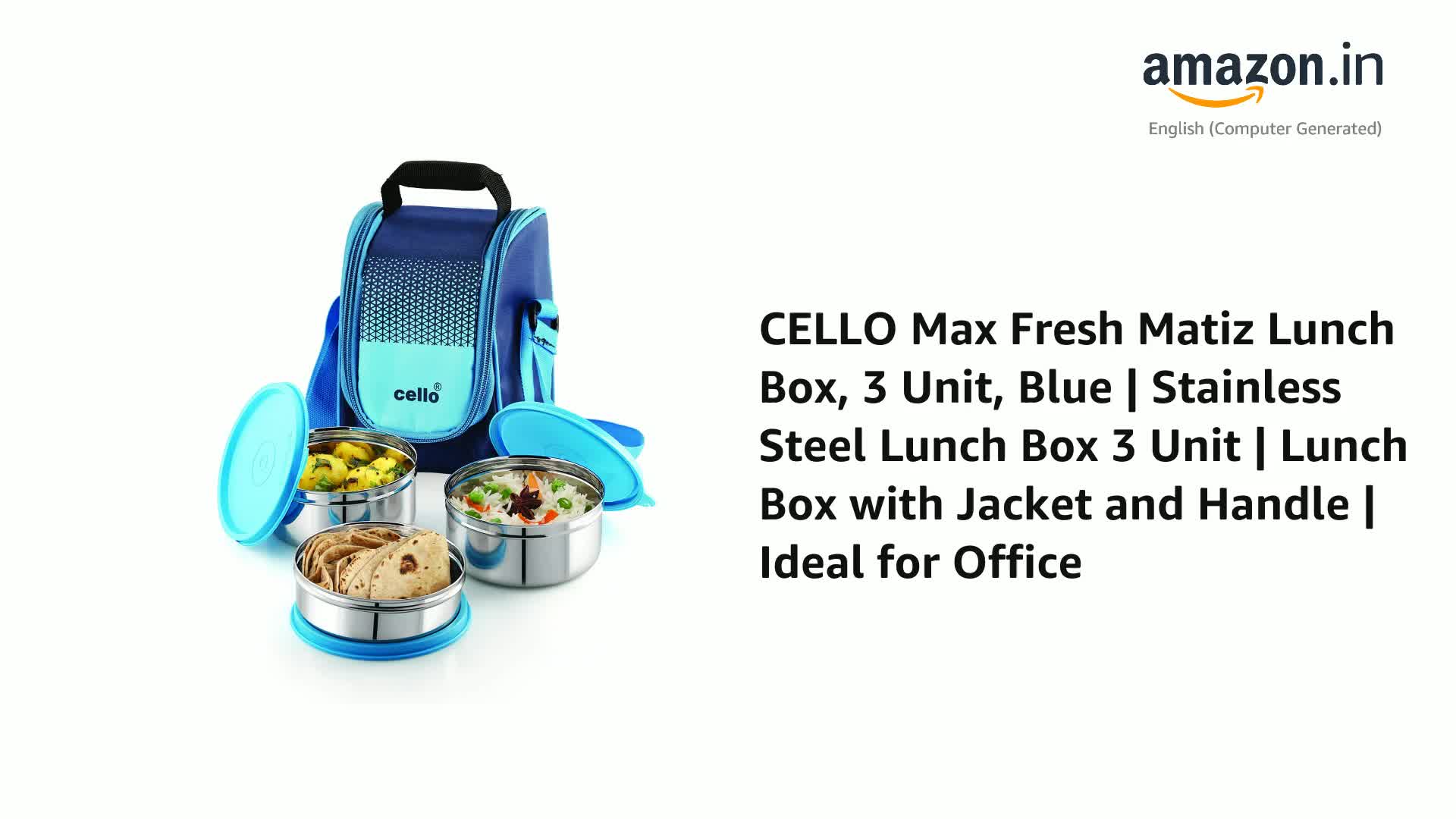 Buy CELLO MF Matiz Lunch Box, 3 Unit, Blue | Stainless Steel Lunch