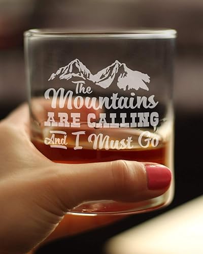 Miniatura 4 de Mountains are Calling - Funny Whiskey Rocks Glass Gifts for Outdoorsy Men & Women - Fun Whisky Drinking Tumbler Décor
