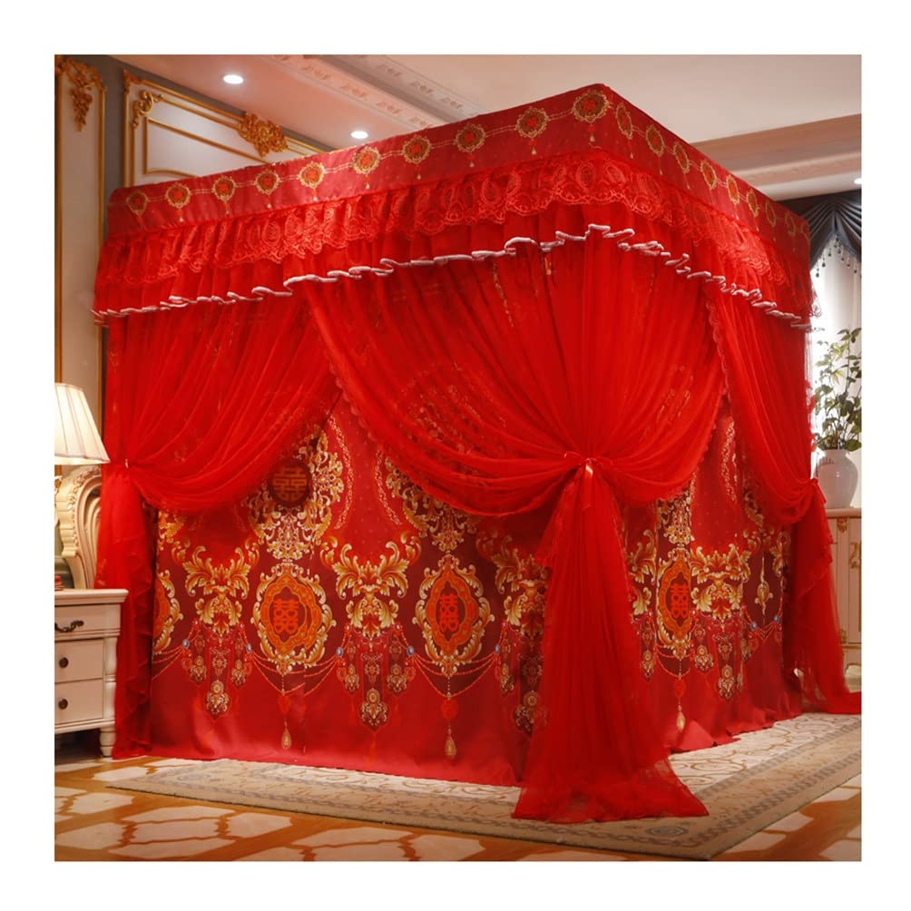 GJMSSMY Court Style Bed Canopy For Twin Queen King, Easy Install Dustproof Blackout Bed Curtain Mosquito Net Bedroom Decor (Color : C, Size : 180X220cm/71X87in)