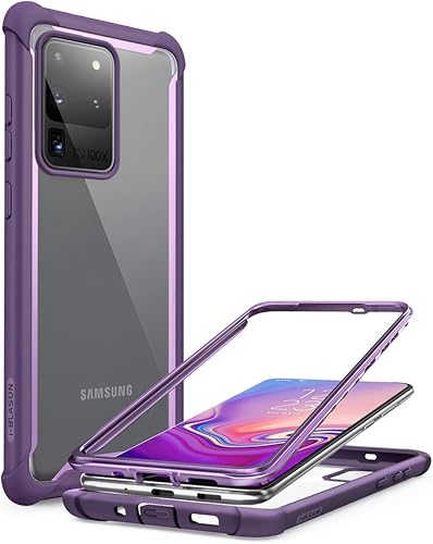 i-Blason Ares Series - Carcasa protectora transparente resistente para Galaxy S20 Ultra (2020) de 6.9 pulgadas, color morado