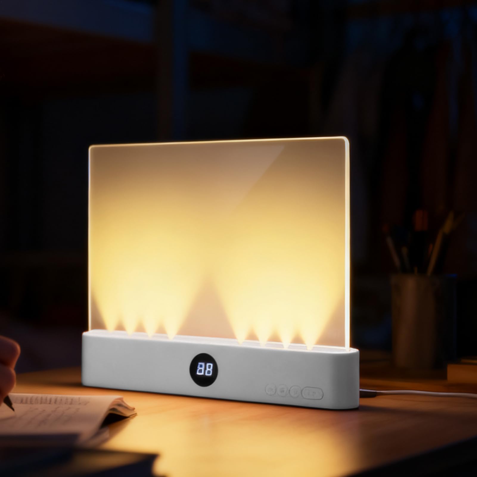 Intelligente LED-Leselampe – transparentes Panel 3 Farben mit Timer, für Bücher im Bett, Leselampe, flach, transparent, dimmbar, für Kinder, Leser, Haus, Reise