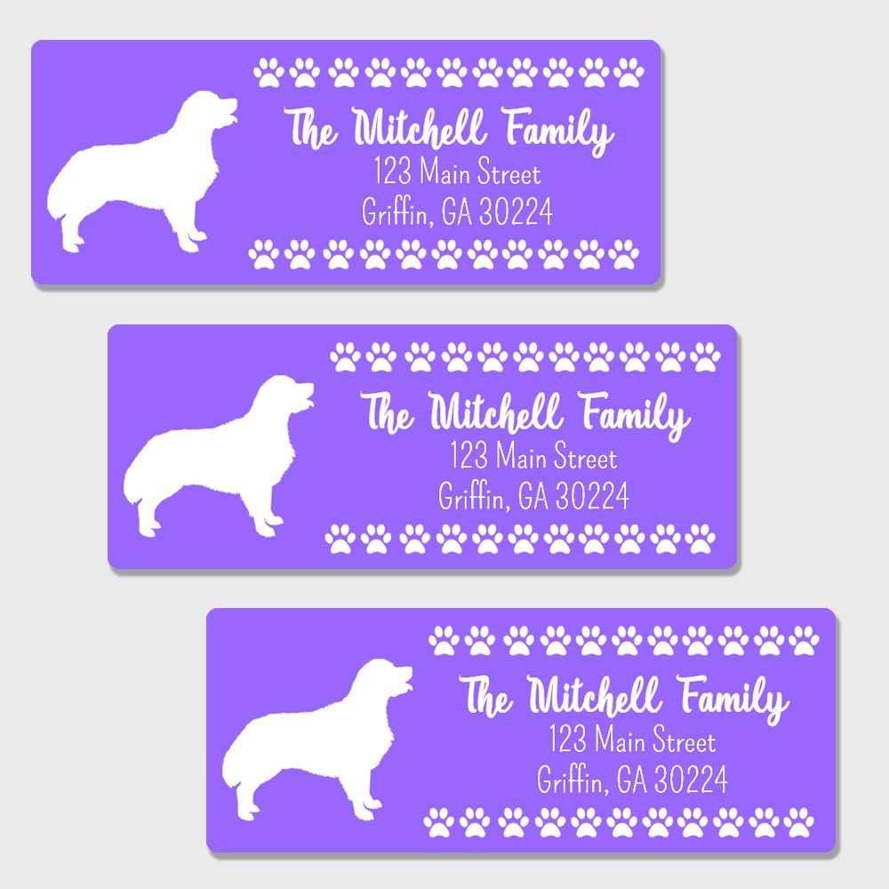 60 Personalized Golden Retriever Themed Return Address