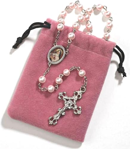 Miniatura 5 de Rosario rosa de la flor de Jesús de Santa Teresa con bolsa regalo de confirmación para niña adolescente
