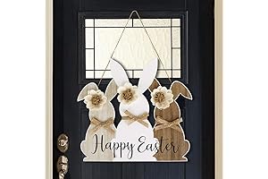 Celebrate Easter Festivities with Our Enchanting Wooden Bunny Happy Easter Door Hanger