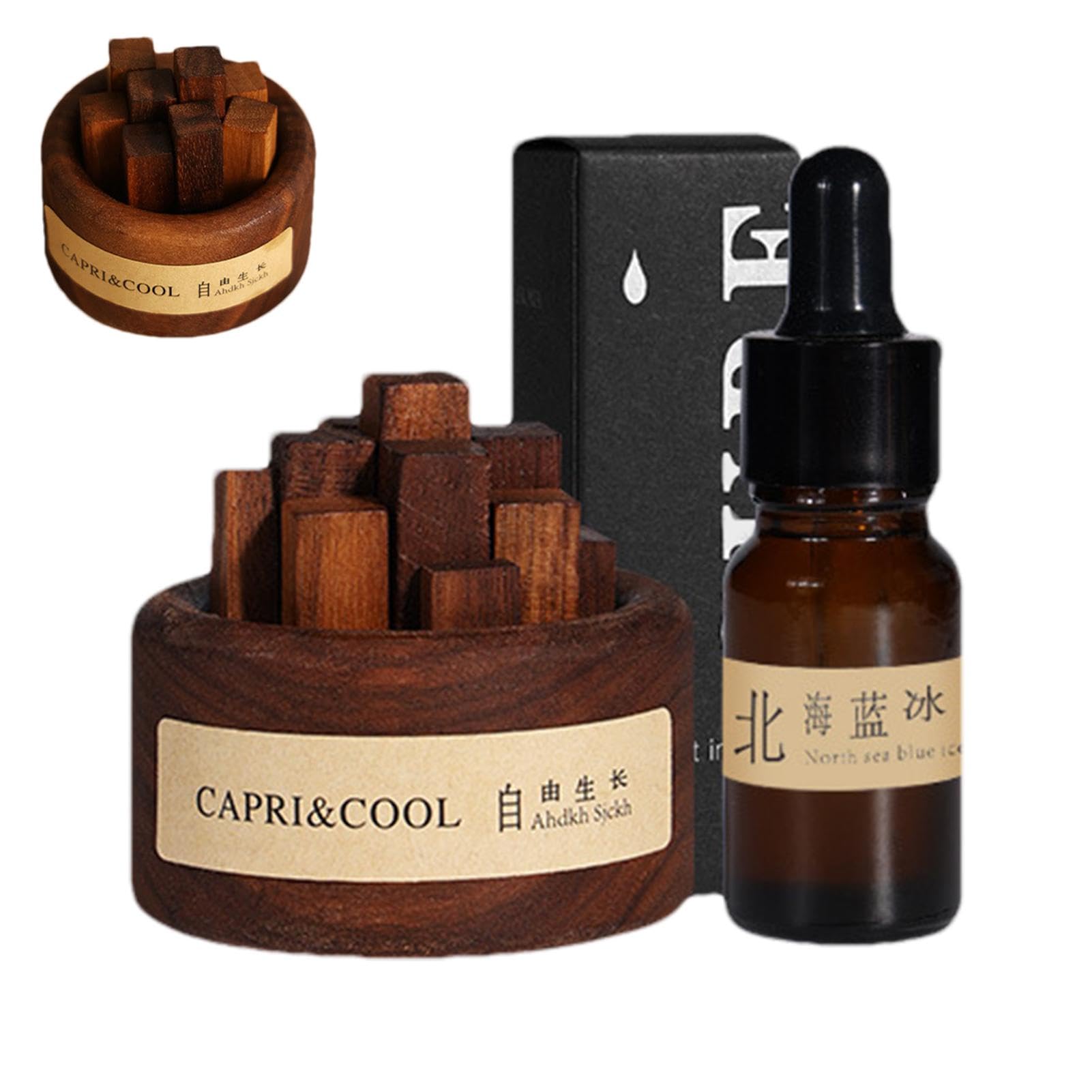 Black Walnut Wood Diffuser, Black Walnut Freshener Set, Aromatherapy Wooden Oil Diffuser for Living Room, Offices, Spa